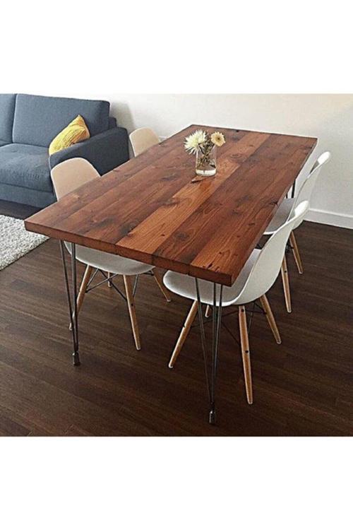 Çam Ahşap Yemek Masası 120X60 Renk Ceviz 120 Cm Yemek Masası