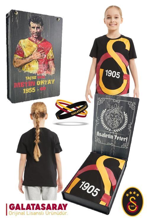 Orijinal Lisanslı Büyük Logo Çocuk T-shirt + Bileklik Set Hediyelik Ahşap Ku