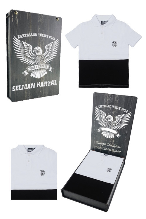 Orijinal Polo Yaka Çocuk T-shirt Kişiye Özel Hediyelik Ahşap Kutulu