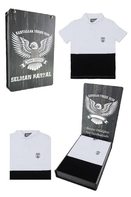 Orijinal Polo Yaka Çocuk T-shirt Kişiye Özel Hediyelik Ahşap Kutulu