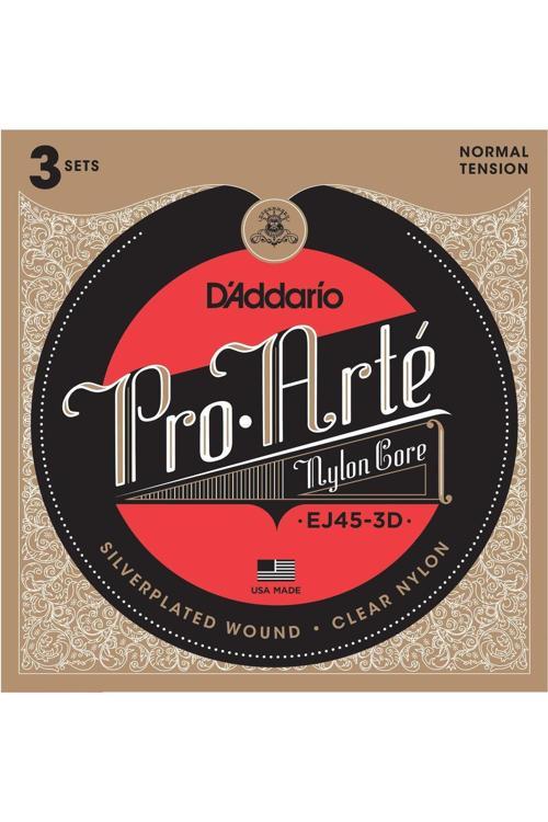 Ej45-3d 3'lü Paket, Klasik Gitar Tel Seti, Pro-arte, Sılve D'addario Ej45-3d Pro-arte Nylon
