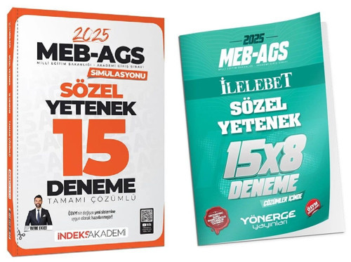 İndeks + Yönerge 2025 MEB-AGS Simülasyonu Sözel Yetenek 15+8 Deneme 2 li Set - Berk Ekici İndeks Akademi + Yönerge Yayın