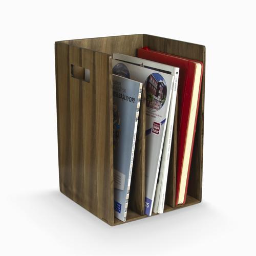 Reka Kitaplık ve Dergilik - Ceviz Ağacından - 19.2cm x 19.2 x 30.1cm