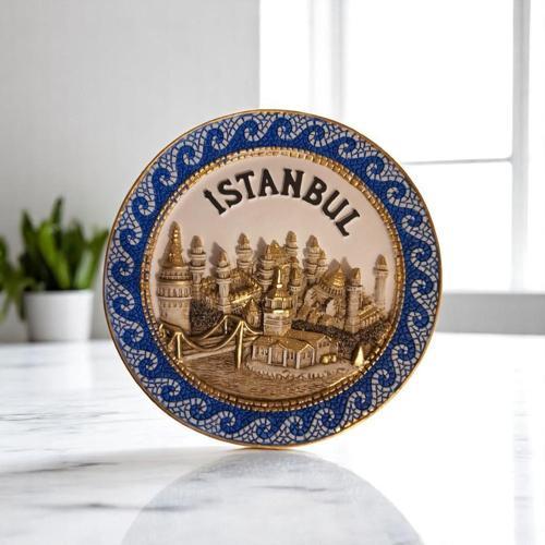 İstanbul Seramik Tabak Duvar Masa Süsü Dekor 18 CM Mavi