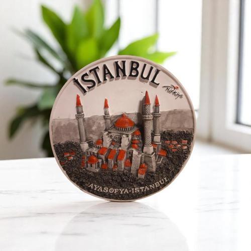 İstanbul Seramik Tabak Duvar Masa Süsü Dekor 18 CM Kırmızı