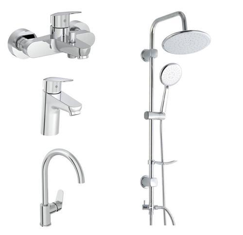 Flow Round Banyo + Lavabo + Eviye Bataryası + Duxxa Bolero Duş Seti