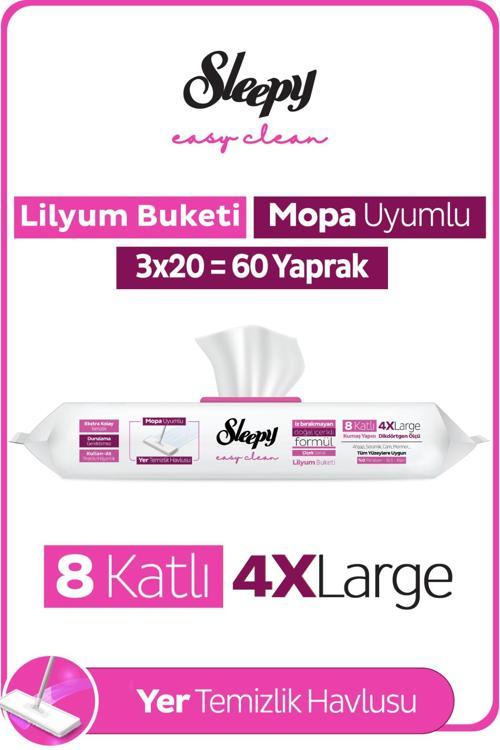 Easy Clean Lilyum Buketi Mopa Uyumlu Yer Temizlik Havlusu&Mendili 3x20 (60 Yaprak)
