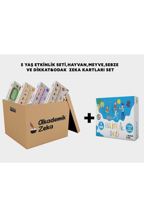 Akademik Zeka 5 Yaş Etkinlik Seti, Dikkat&Odak Geliştirme, Sebzeler, Meyveler, Hayvanlar Zeka Kartları