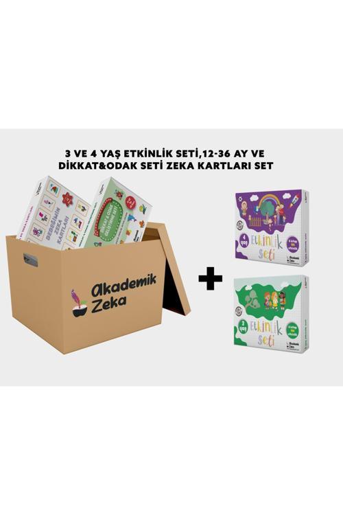 Akademik Zeka 3 Yaş Etkinlik Seti,4 Yaş Etkinlik Seti,12-36 Ve Dikkat&Odak Geliştirme Zeka Kartları
