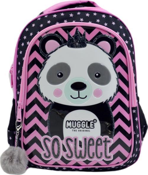 2 Bölmeli Panda Siyah Okul Sırt Çantası (MU-7303)