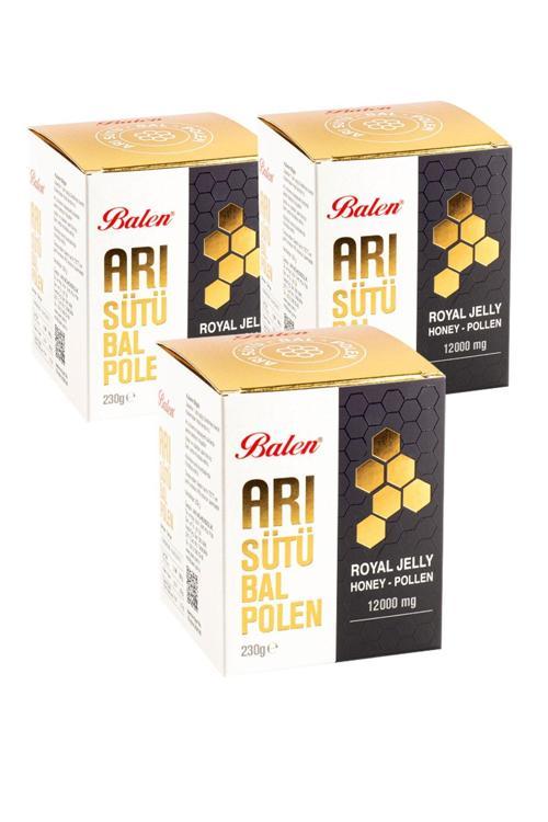 3 Kutu Arı Sütü Bal Polen 230 Gr 1200Mg
