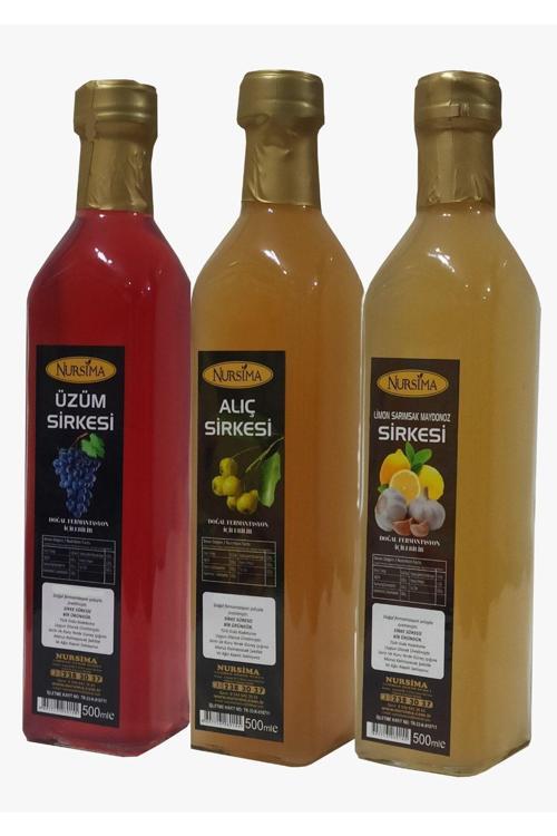 Üzüm Sirkesi 500 Ml Alıç Sirkesi 500 Ml Limon Sarımsak Maydanoz Sirkesi 500 Ml