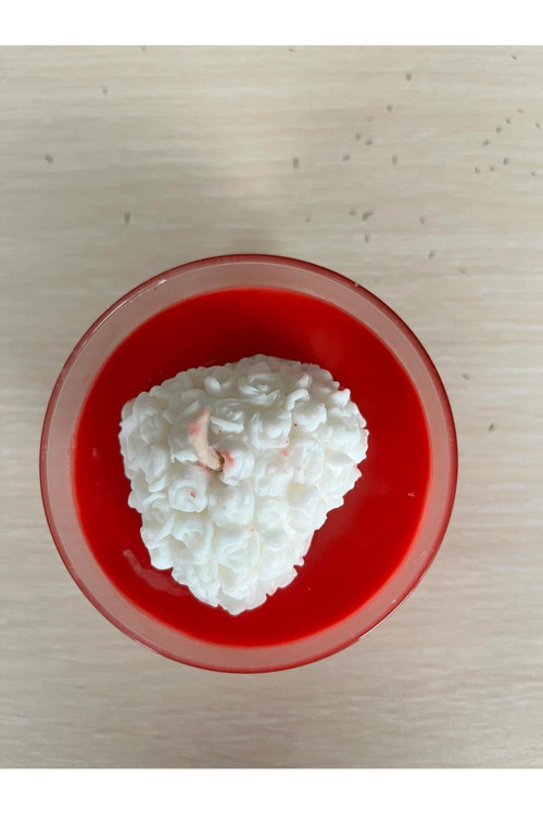 Doğal Kokulu Soya Wax Mum Kasede Çiçekli Kalp