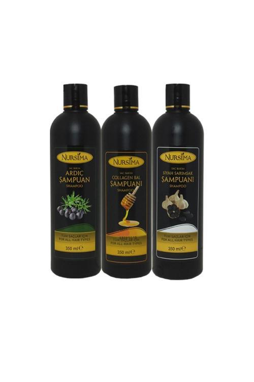 Bitki Özlü Ardıç Şampuanı Collagen Şampuanı S. Sarımsak Şampuanı, 3 X 350 Ml