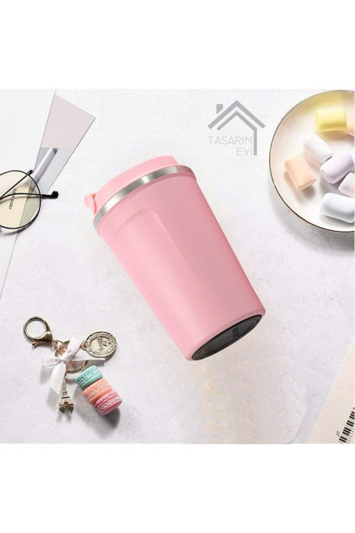 Çift Katmanlı Kaliteli Paslanmaz Çelik 380 Ml Küçük Termos Bardak Mug Araç Kahve Çay Termosu