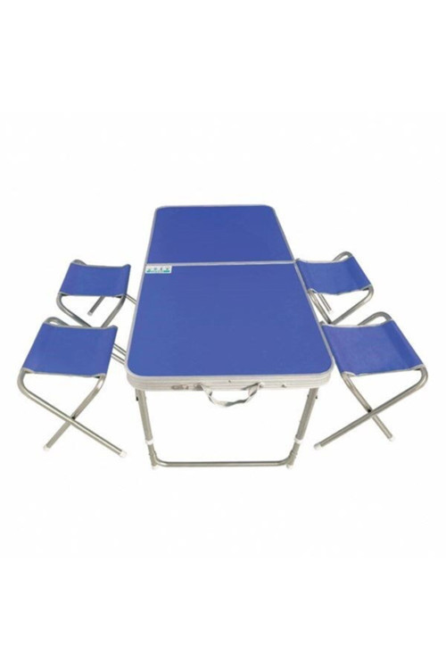 Katlanır Piknik Masa Ve Tabure Seti 120X60 Katlanır Masa + 2 Adet Kamp Taburesi Kamp Masası Seti