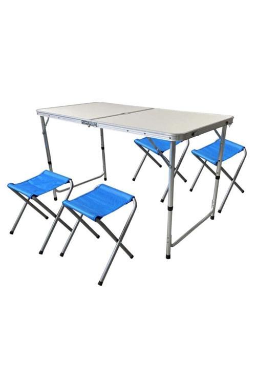 Piknik Masa Seti 120X60 Katlanır Masa 4 Adet Kamp Sandalyesi Katlanır Sandalye
