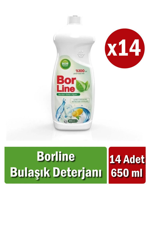 Borlıne % 100 Yerli Üretim Katkılı Bulaşık Deterjanı 650 Ml X 14 Adet