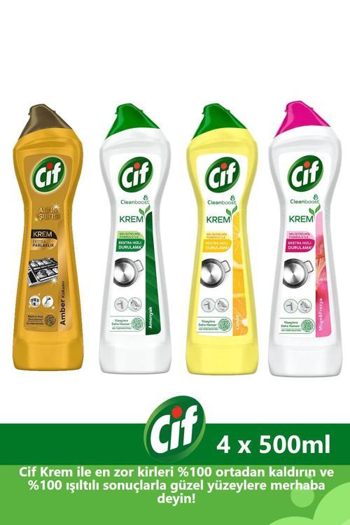Krem Yüzey Temizleyici 500 Ml X 4 Adet (Altın Işıltısı, Amonyaklı, Limonlu, Frezya Ve Müge Çiçeği)