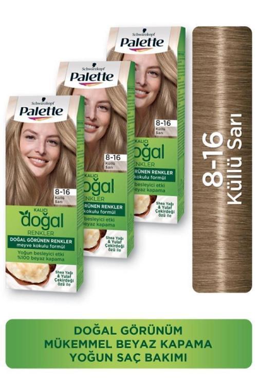 Kalıcı Doğal Renkler Saç Boyası 8-16 Küllü Sarı X 3 Adet