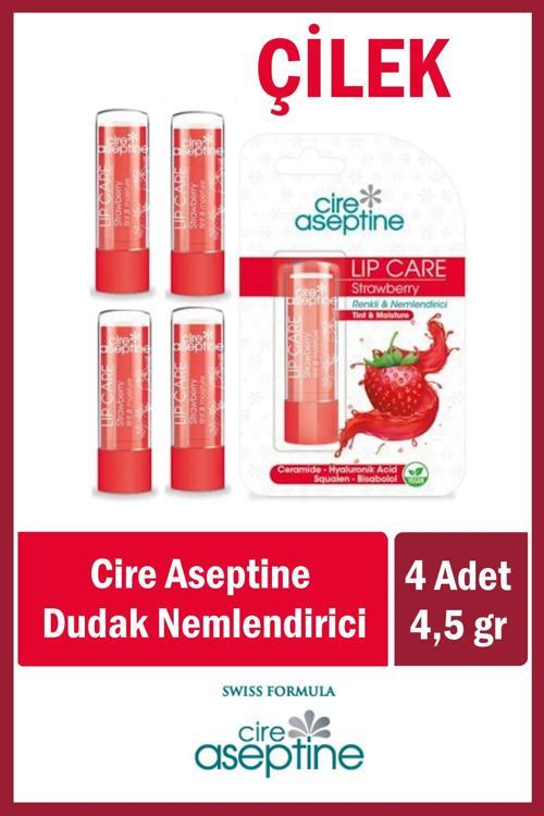 Cıre Aseptıne Lip Care Strawberry (Çilek) Renkli Dudak Nemlendirici 4,5 G X 4 Adet