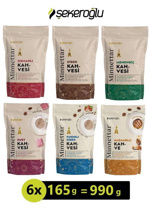 Minnettar Kahve Çeşitleri 165 Gr X 6 Adet (Osmanlı, Karamel, Fındık, Dibek, Menengiç, Ruby Çikolata)