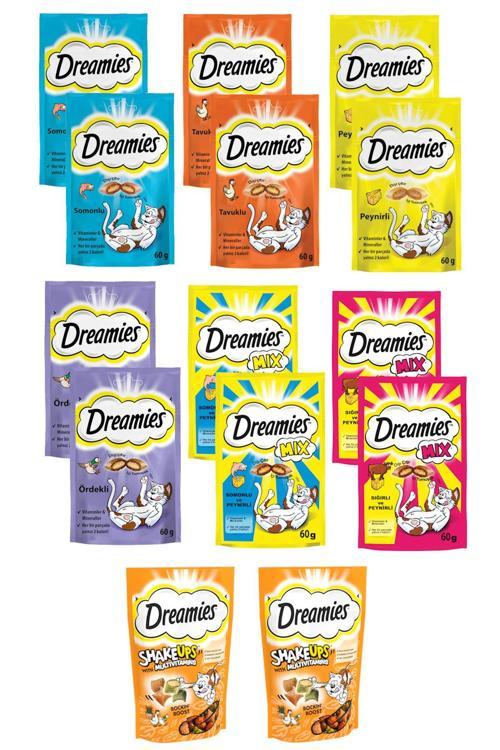 Kedi Ödül Mama Seti 60 Gr X 14 Adet (Sığır-Peynir,Somon-Peynir,Tavuk,Ördek,Somon,Peynir,Shake Up)
