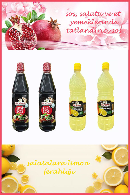 Nar Ekşili Sos 1 Lt Pet X 2 Adet + Limon Sosu 1 Lt Pet X 2 Adet