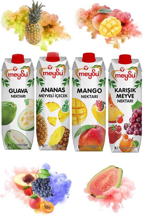 Meyve Nektarı 1 Lt X 4 Adet (Guava, Ananas, Mango, Karışık Meyve)