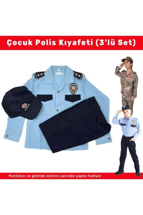 Polis Çocuk Kıyafeti – 3’Lü Pantolon Gömlek Şapka Seti 14 Yaş