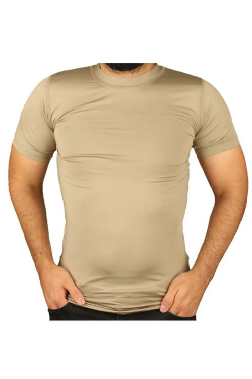 Erkek Bej Askeri Mikro T-Shirt 2XL