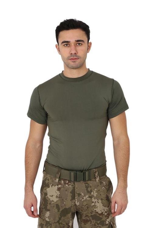 Haki Microfiber Tişört - Kısa Kol Micro T-Shirt - Spor Tişörtü - Askeri Malzeme XL