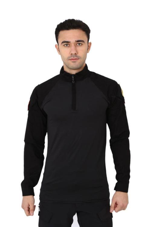 Erkek Siyah Combat Operasyon Taktik T Shirt S