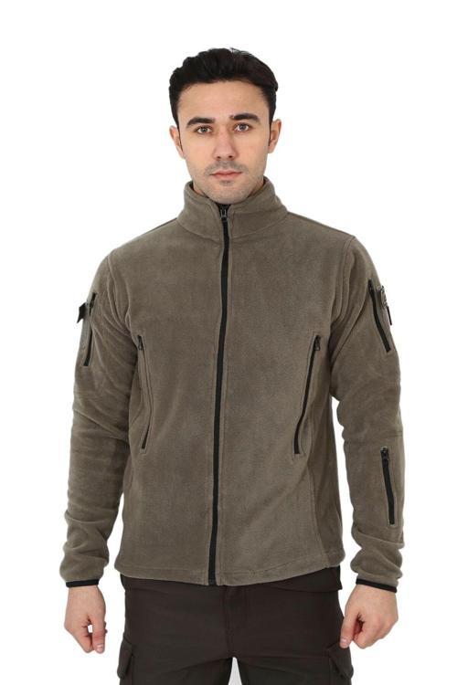 Erkek Açık Haki Taktik Askeri Outdoor Avcı Polar Hırka L