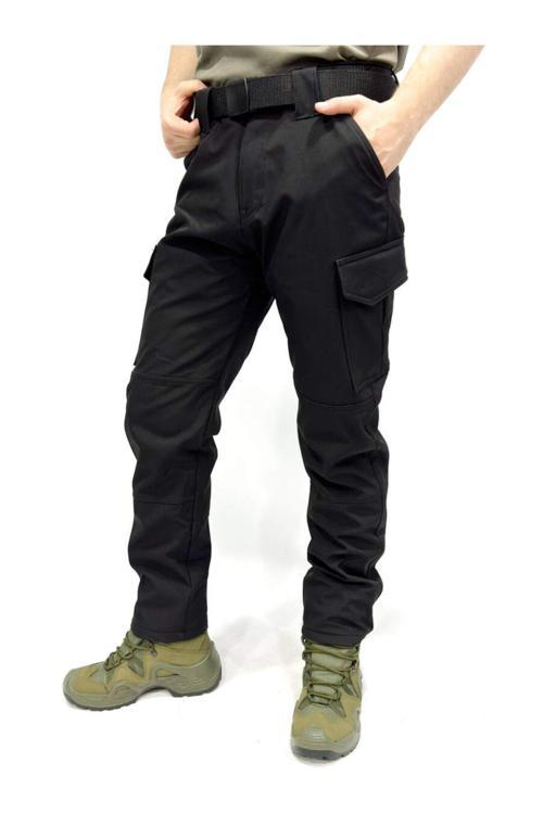 Erkek Içi Polarlı Tactical Outdoor Su Geçirmez Siyah Softshell Pantolon M