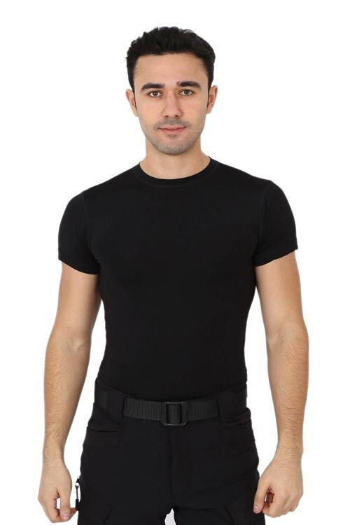 Erkek Siyah Microfiber Tişört Kısa Kol Micro Spor Outdoor T Shirt M