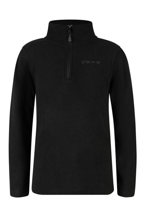 Clara Çocuk Yarım Fermuarlı İnce Polar Sweatshirt Siyah