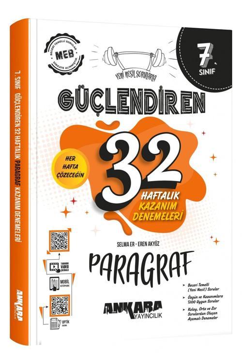 Ankara Yayıncılık 7. Sınıf Paragraf Güçlendiren 32 Haftalık Kazanım Denemeleri 