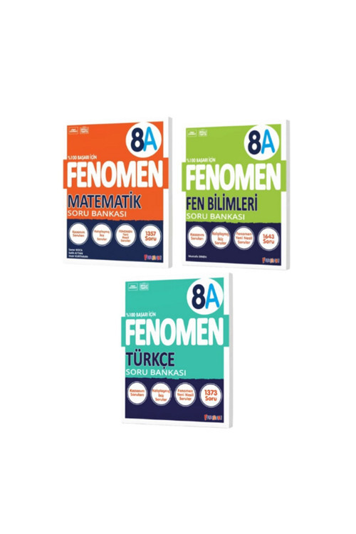 Fenomen Yayıncılık Fenomen 8.Sınıf Matematik A-Fen Bilimleri A Ve Türkçe A Soru Bankası 3 Kitap