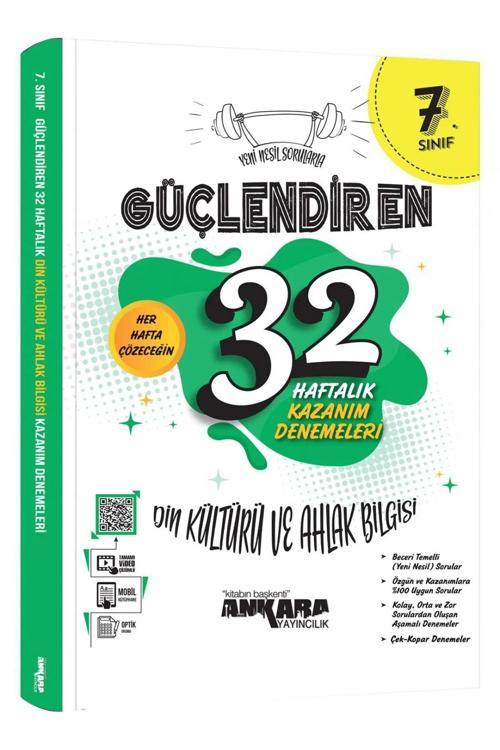 Ankara Yayınları Ankara 7. Sınıf Güçlendiren Din Kültürü Ve Ahlak Bilgisi 32 Haftalık Kazanım Denemeleri