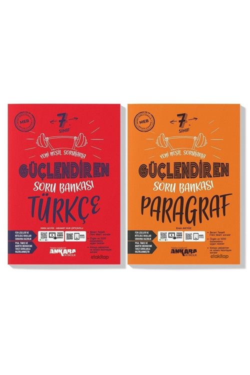 Ankara Yayınları Ankara 7. Sınıf Türkçe Paragraf Güçlendiren Soru Bankası Seti (2 Kitap)