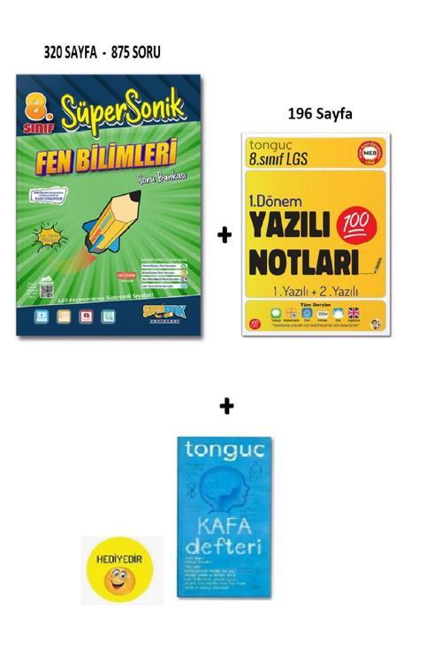 Tonguç Yayınları 8. Sınıf Süpersonik Fen Bilimleri Soru Bankası + Yazılı Notları 1. Dönem 1 Ve 2. Yazılı