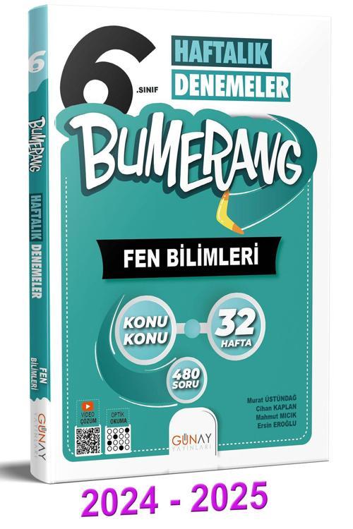 Günay Yayınları 6. Sınıf Bumerang Serisi 32 Haftalık Fen Denemeleri+Zoom Fen Bilimleri Sb+Bumerang Fen Etkinlikli Sb