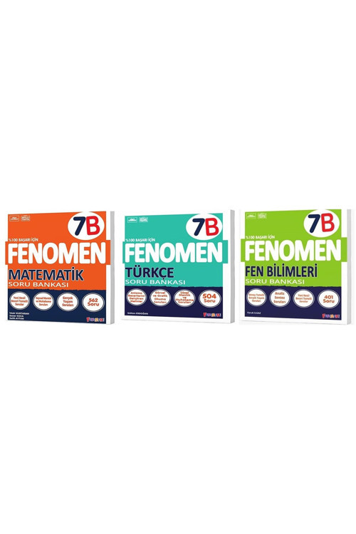Fenomen Yayıncılık Fenomen Okul 2025 7. Sınıf Matematik + Türkçe + Fen B Serisi Soru Seti 3 Kitap