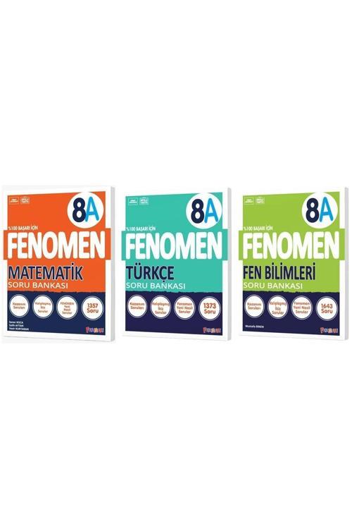 Fenomen Yayıncılık Fenomen Okul 2025 8. Sınıf Matematik + Türkçe + Fen A Serisi Soru Bankası Seti 3 Kitap