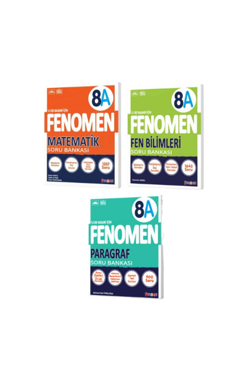 Fenomen Yayıncılık Fenomen 8.Sınıf Matematik A-Fen Bilimleri A Ve Paragraf A Soru Bankası 3 Kitap