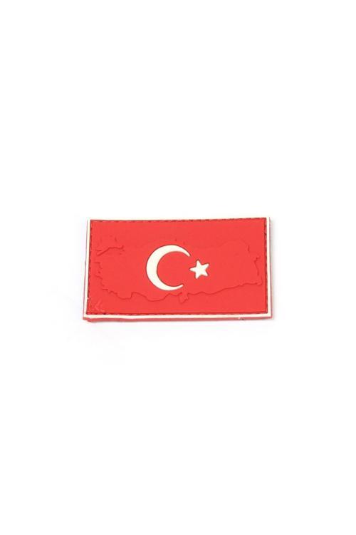 Türk Bayrağı Haritalı Kırmızı Tactical Peç