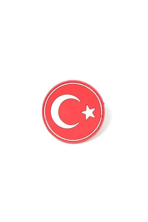 Yuvarlak Türk Bayrağı Kırmızı Taktik Askeri Peç - Patch
