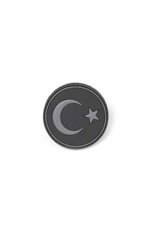 Yuvarlak Türk Bayrağı Siyah Taktik Askeri Peç - Patch