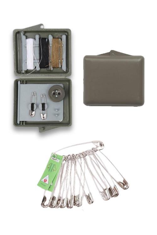 Dikiş Seti Ve 12'Li Çengelli Iğne - Asker Malzemeleri - 3 Renk Iplik